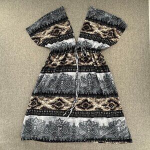 CristinaLove Boho Dress Low V-Neck Short Sleeve‎ Small Lightweight Stretch